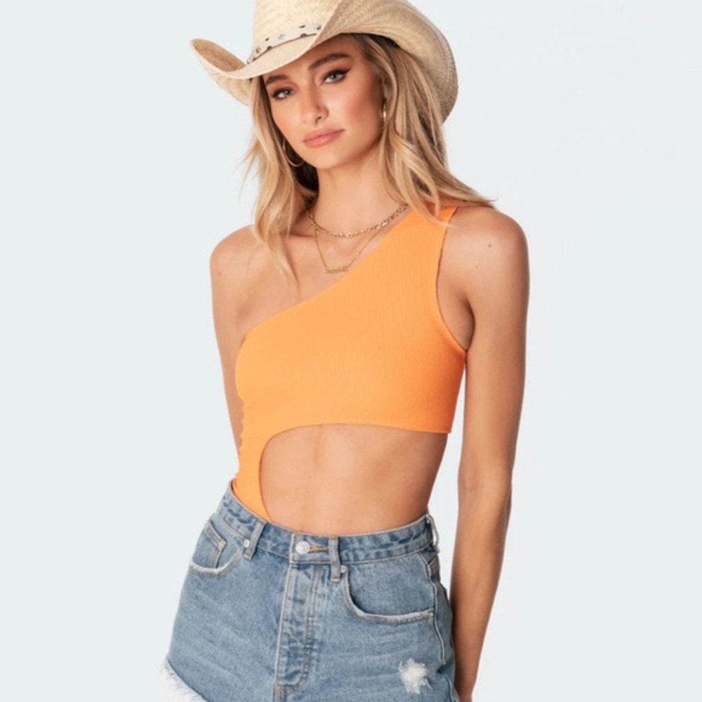 Edikted Orange Body Suit cut out